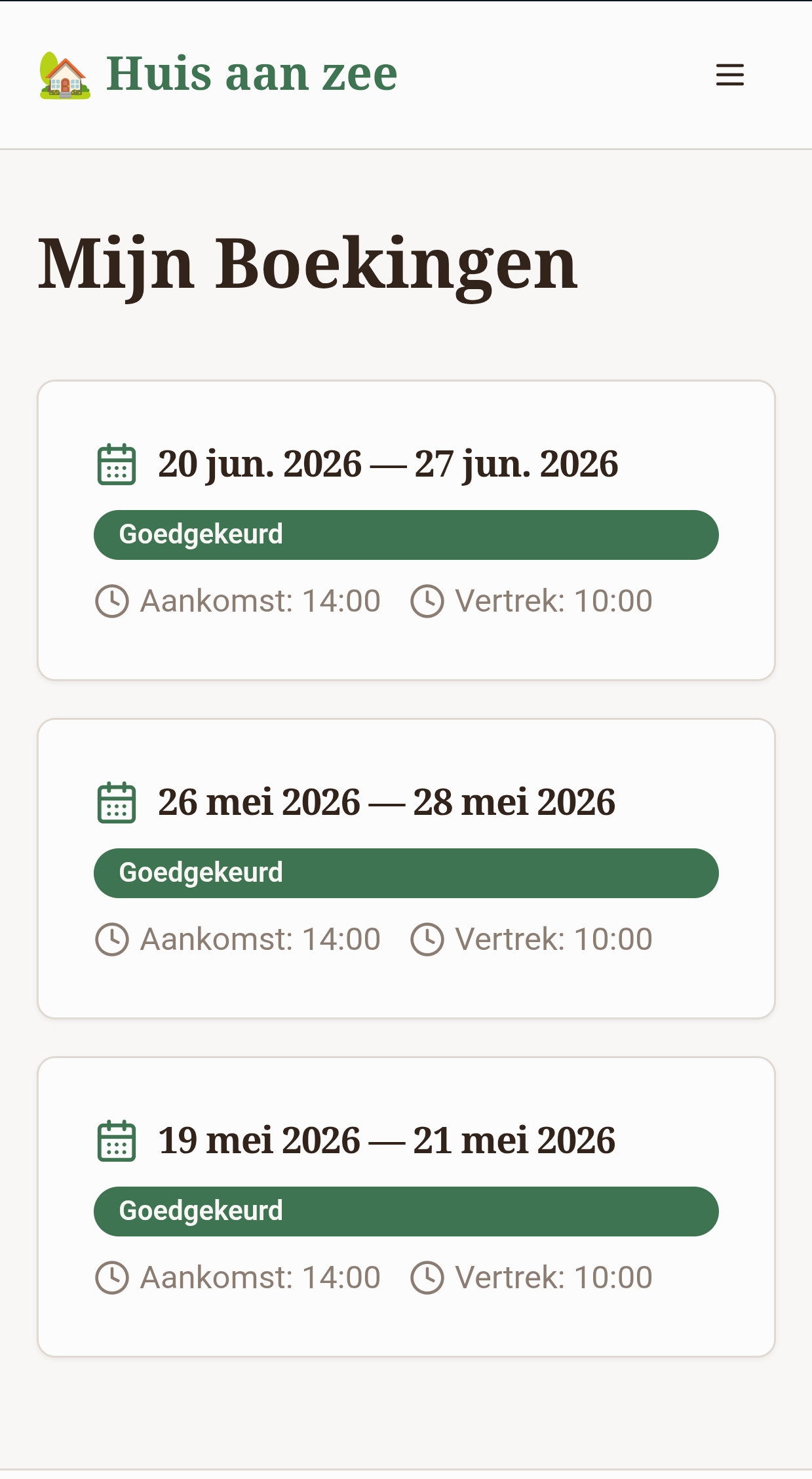 Mijn boekingen